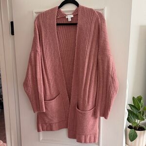 Topshop Dusty Rose Ribbed Cardigan